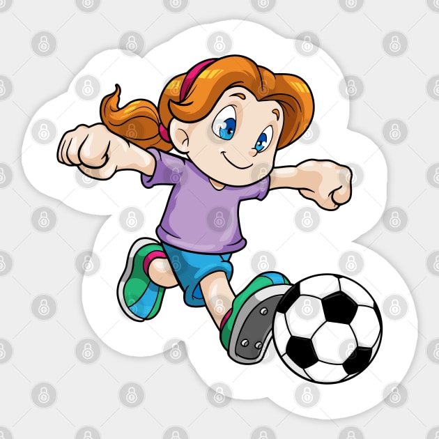 Girl as Soccer player with Soccer ball Sticker by Markus Schnabel